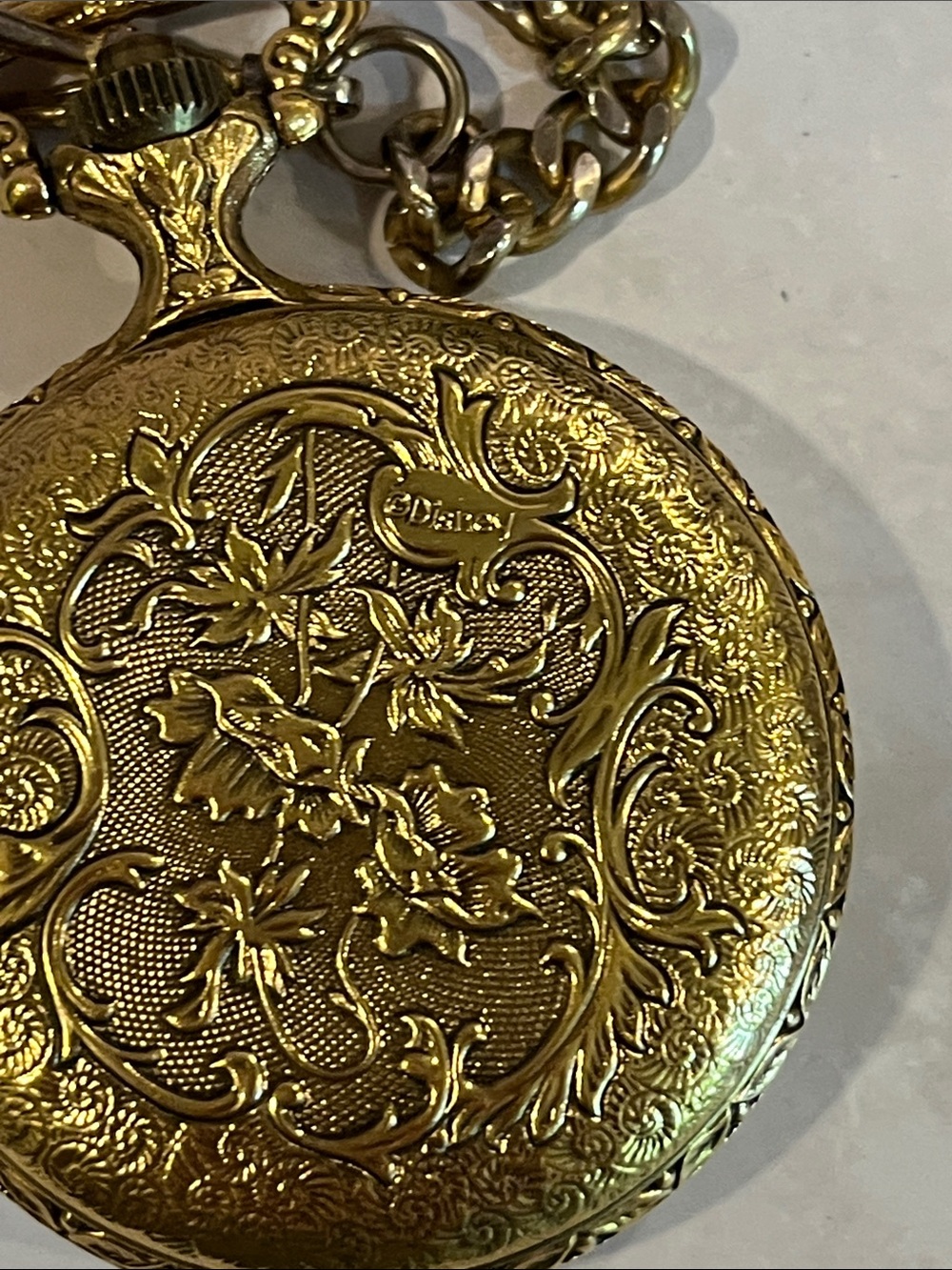MICKEY MOUSE POCKET WATCH DISNEY MAJESTI SWISS MOVEMENT SKELETON GOLD-TONE NIB - Picture 9 of 17
